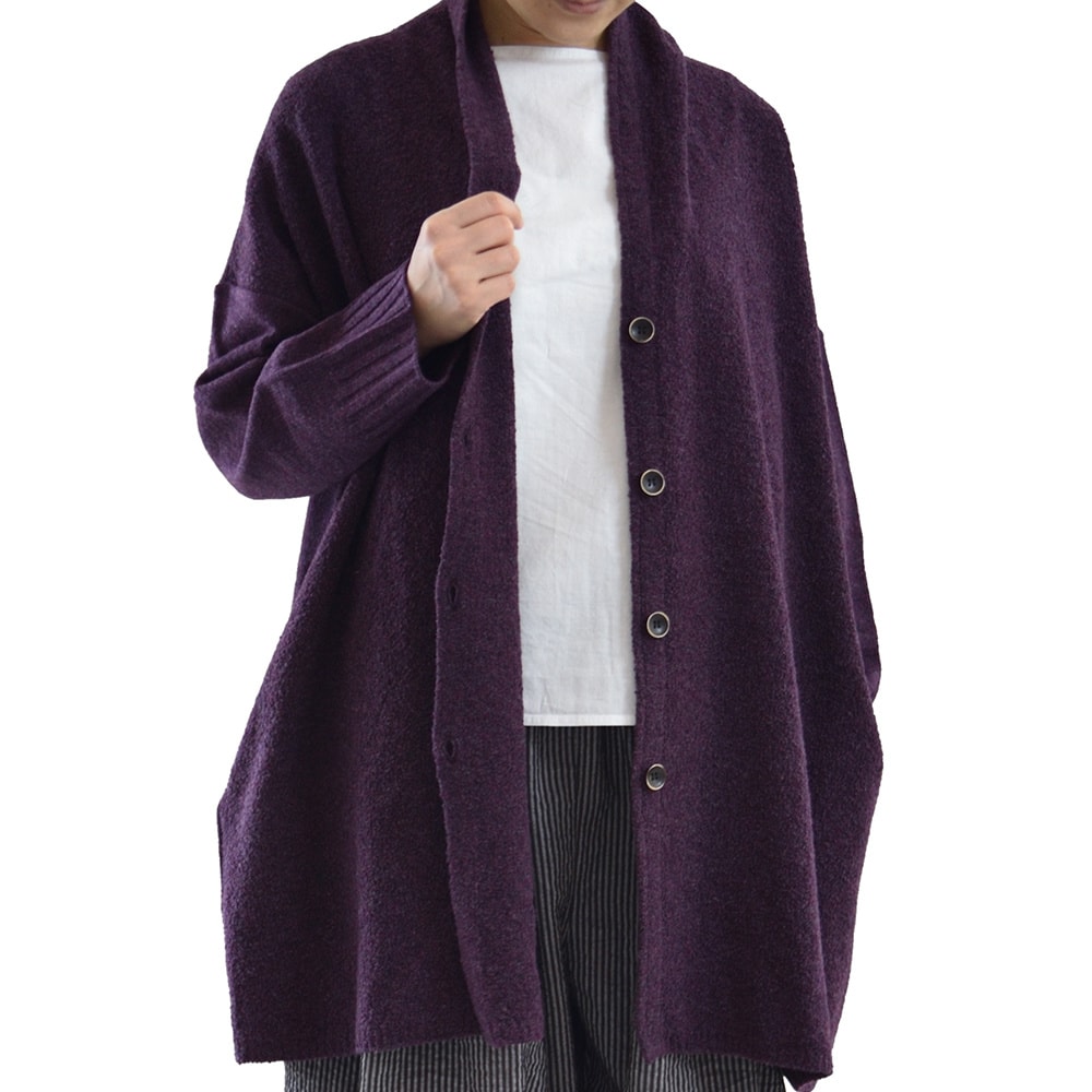 OTA KNIT ウールブークレー ショールカーデ 